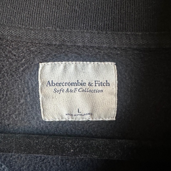 Abercrombie & Fitch Cropped Sweatshirt Half Zip Sleeveless Pullover Black Sz L - Picture 9 of 10